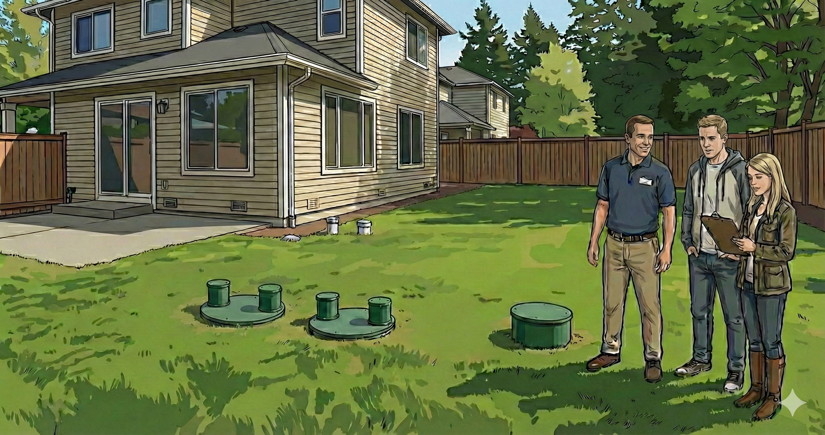 Septic System Flow Diagram: House to Drainfield