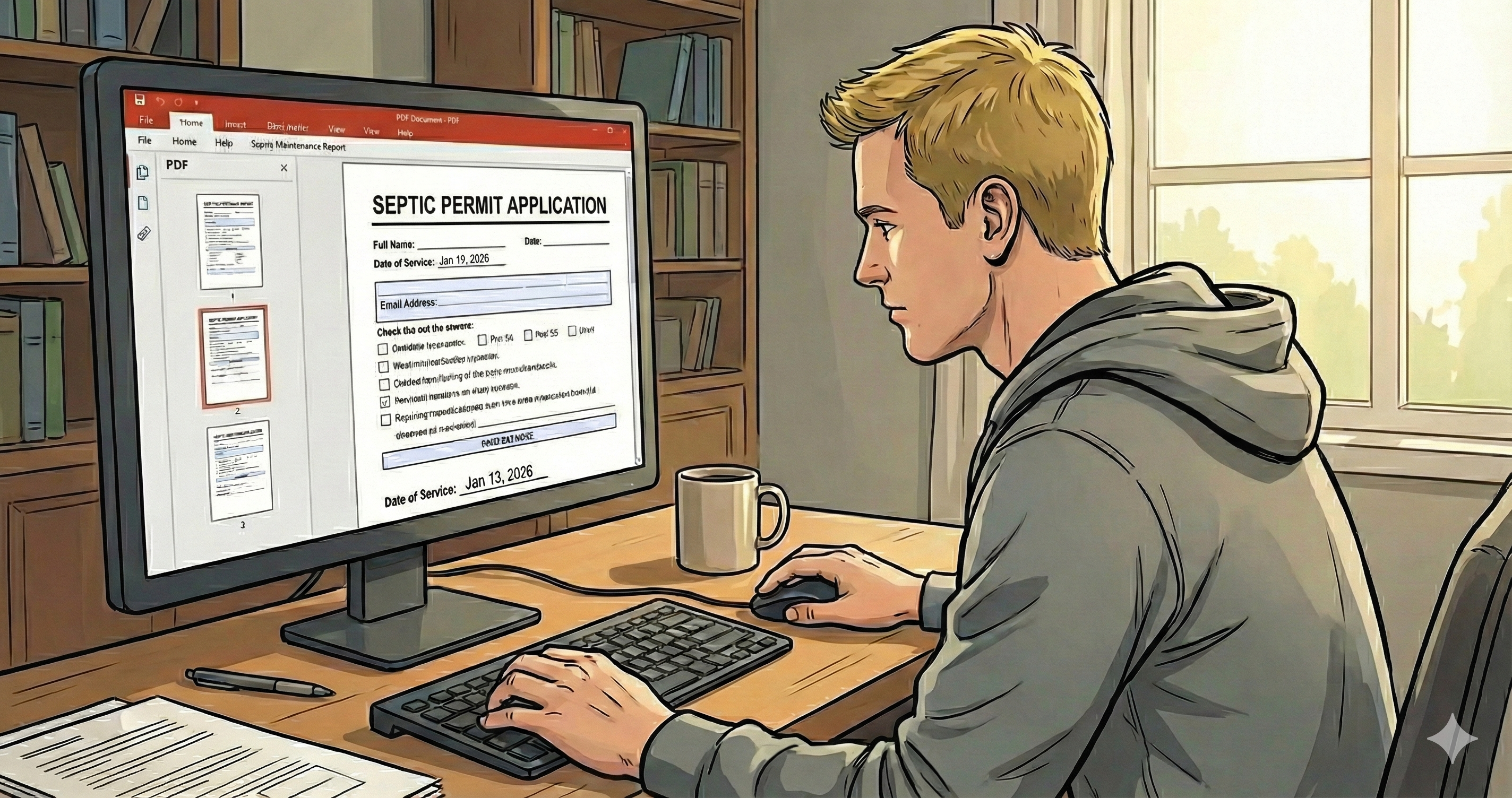 Septic System Flow Diagram: House to Drainfield